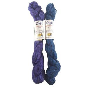 NEW Digit Fingering Weight Yarn 2 Hanks Worsted Spun Wool Purple Blue 260 yds